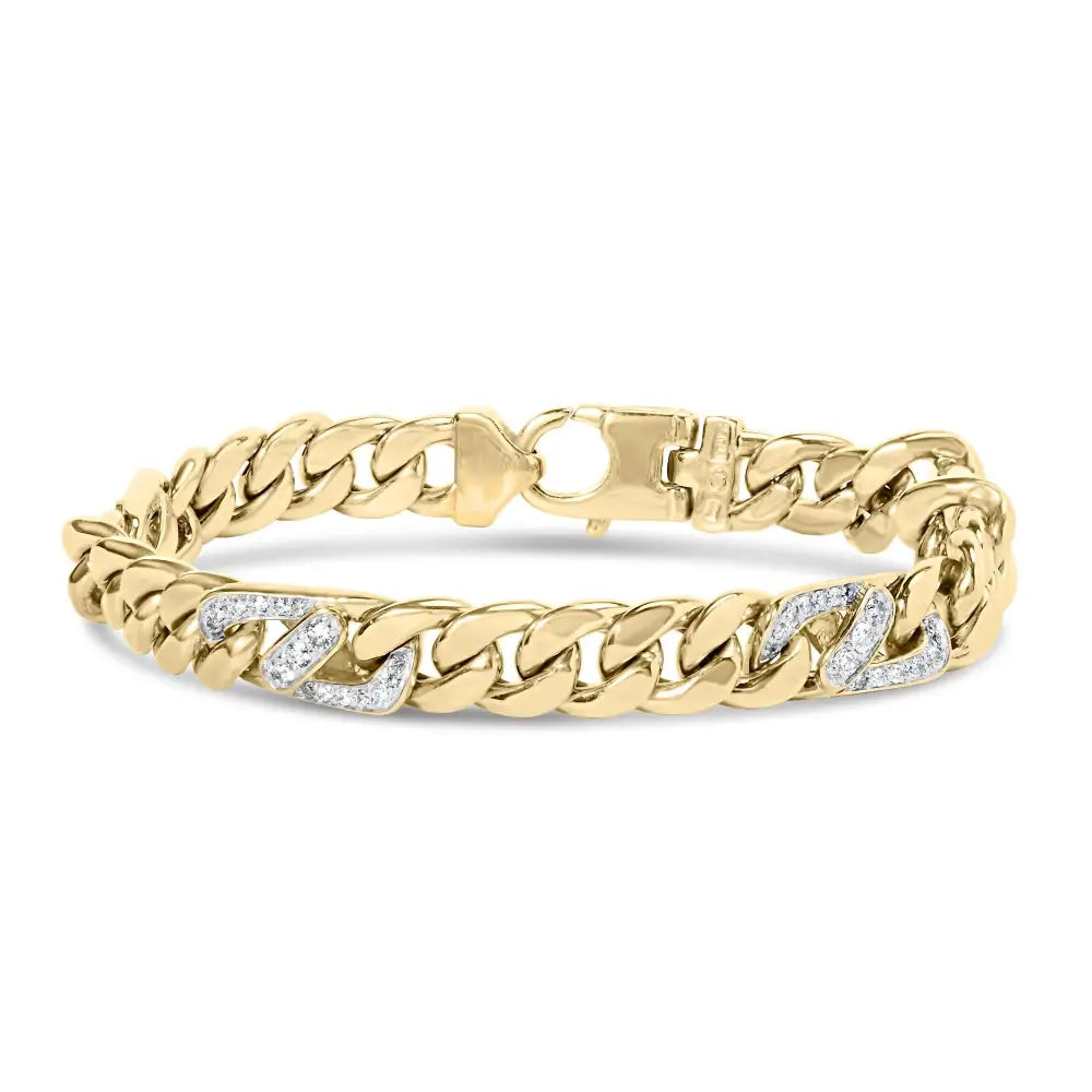 10k Yellow Gold 1.00 Cttw Diamond Miami Cuban Link Men’s Bracelet (h-i Color I1-i2 Clarity) - 8.5 Inches - Fine