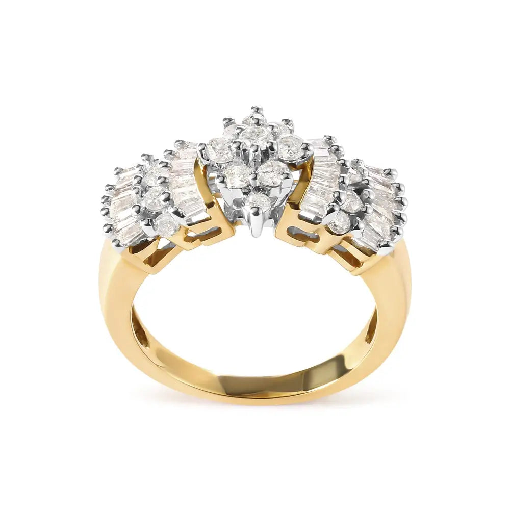 10k Yellow Gold 1.00 Cttw Diamond Starburst Ring Band (h-i Color I1-i2 Clarity) - Fine Jewelry us Direct