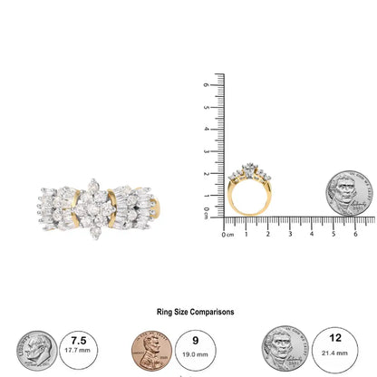 10k Yellow Gold 1.00 Cttw Diamond Starburst Ring Band (h-i Color I1-i2 Clarity) - Fine Jewelry us Direct