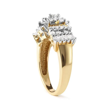 10k Yellow Gold 1.00 Cttw Diamond Starburst Ring Band (h-i Color I1-i2 Clarity) - Fine Jewelry us Direct