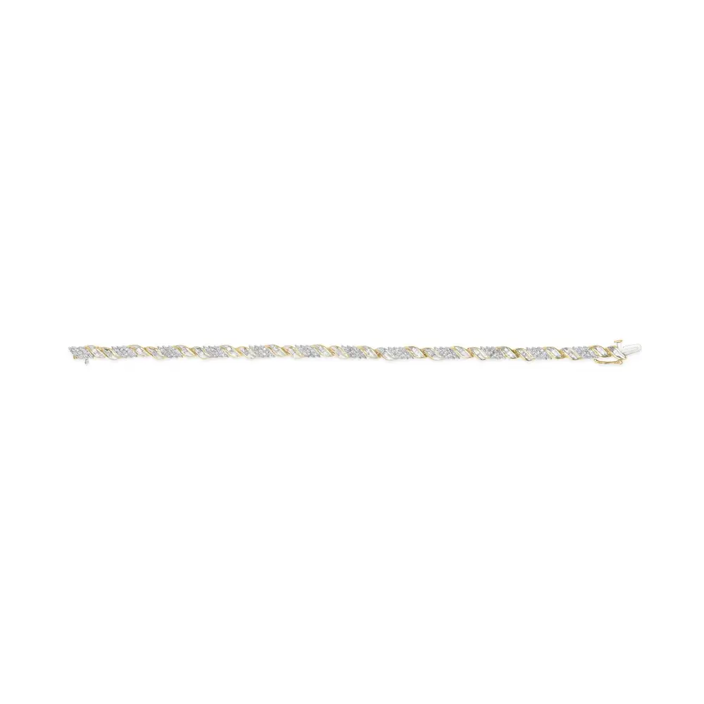 10k Yellow Gold 1.00 Cttw Diamond Wave Cluster Link Bracelet (j-k Color Si1-si2 Clarity) - 7’’ Inches - Fine