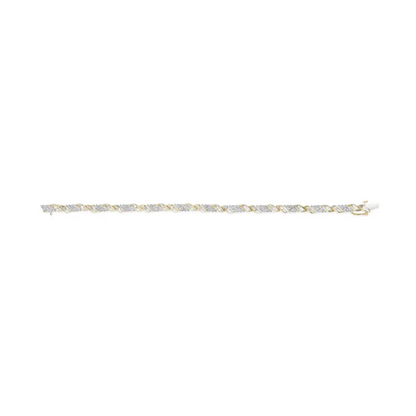 10k Yellow Gold 1.00 Cttw Diamond Wave Cluster Link Bracelet (j-k Color Si1-si2 Clarity) - 7’’ Inches - Fine