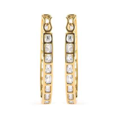 10k Yellow Gold 1.00 Cttw Round and Baguette-cut Diamond U-hoop Earrings (h-i Color Si2-i1 Clarity) - Fine Jewelry