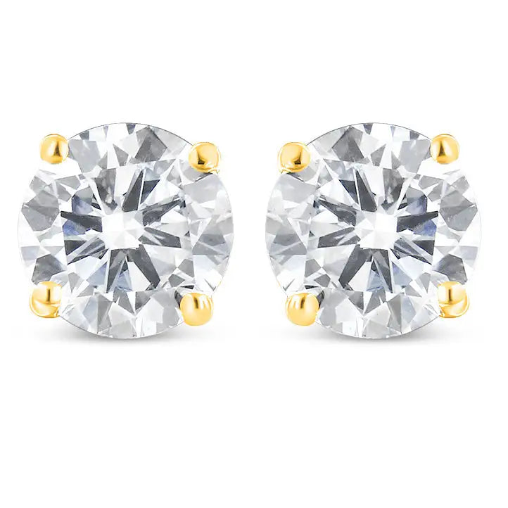 10k Yellow Gold 1.00 Cttw Round Brilliant-cut Diamond Classic 4-prong Stud Earrings with Screw Backs (k-l Color I1-i2