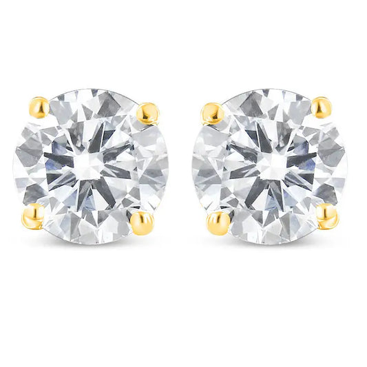 10k Yellow Gold 1.00 Cttw Round Brilliant-cut Diamond Classic 4-prong Stud Earrings with Screw Backs (k-l Color I1-i2