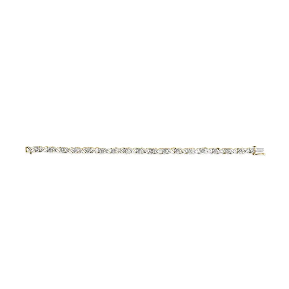 10k Yellow Gold 1.00 Cttw Round Cut Diamond Cross Link 7’’ Bracelet (i-j Color I2-i3 Clarity) - Fine Jewelry us Direct