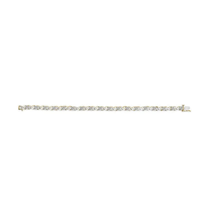 10k Yellow Gold 1.00 Cttw Round Cut Diamond Cross Link 7’’ Bracelet (i-j Color I2-i3 Clarity) - Fine Jewelry us Direct