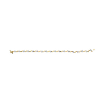 10k Yellow Gold 1.00 Cttw Round-cut Diamond Floral S-link 7.50’’ Bracelet (i-j Color I2-i3 Clarity) - Fine Jewelry