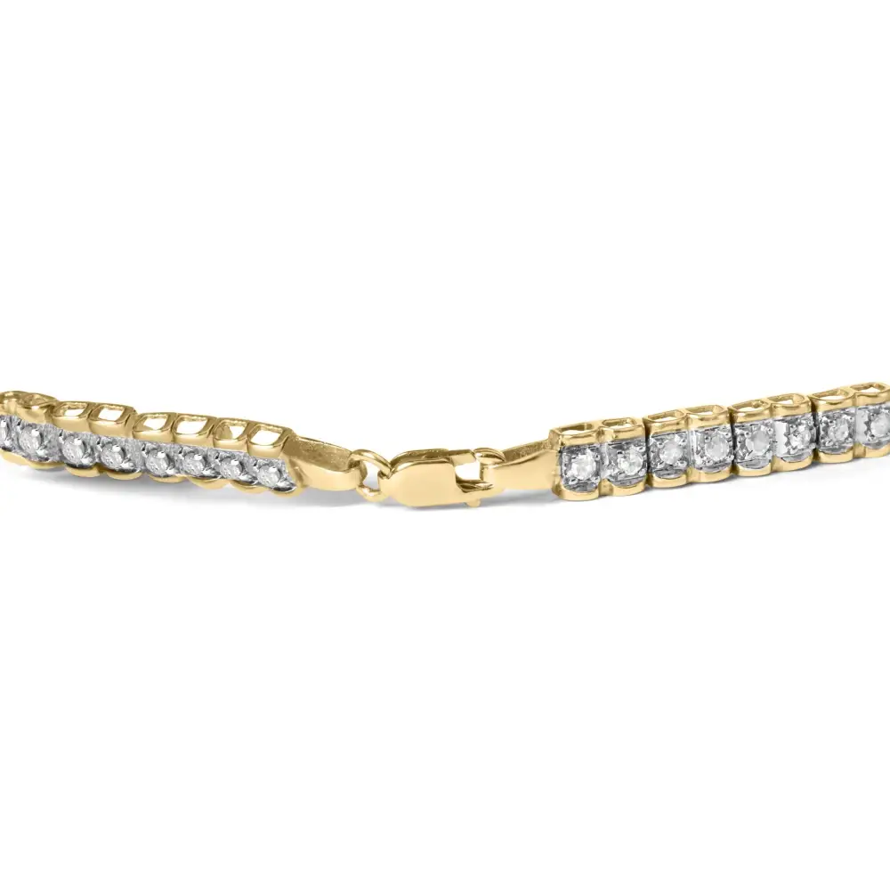 10k Yellow Gold 1.00 Cttw Round-cut Diamond Link Bracelet (i-j Color I3-promo Clarity) - Size 7’’ - Fine Jewelry