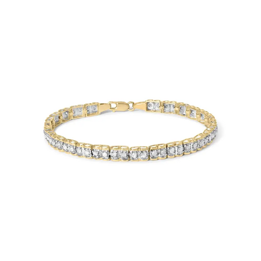 10k Yellow Gold 1.00 Cttw Round-cut Diamond Link Bracelet (i-j Color I3-promo Clarity) - Size 7’’ - Fine Jewelry