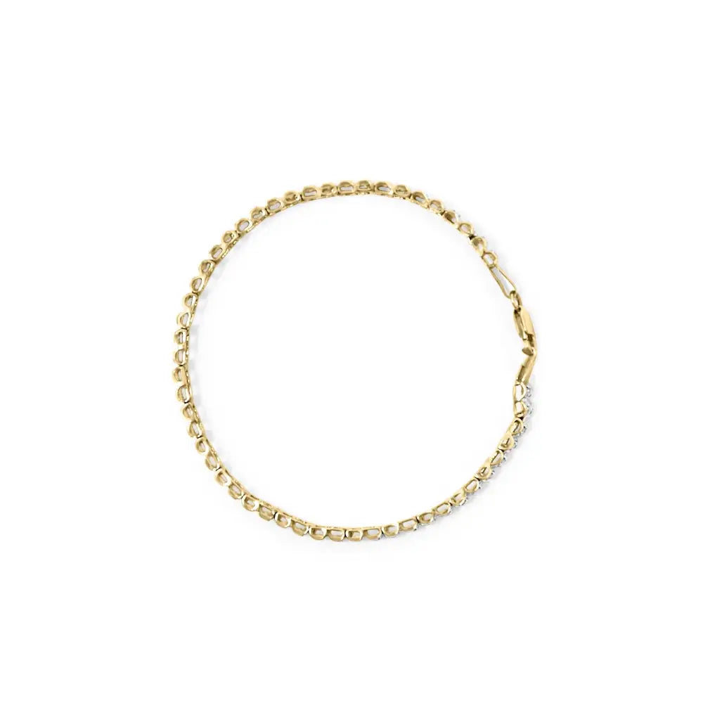 10k Yellow Gold 1.00 Cttw Round-cut Diamond Link Bracelet (i-j Color I3-promo Clarity) - Size 7’’ - Fine Jewelry