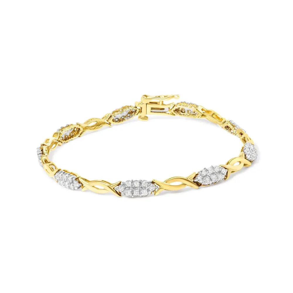 10k Yellow Gold 1.00 Cttw Round-cut Diamond Spiral Link 7’’ Bracelet (h-i Color I2-i3 Clarity) - Fine Jewelry us Direct