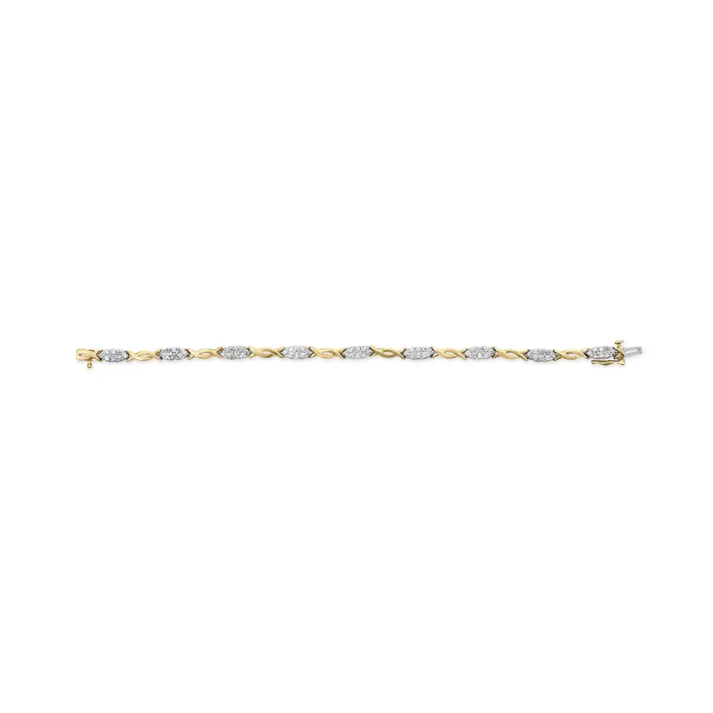 10k Yellow Gold 1.00 Cttw Round-cut Diamond Spiral Link 7’’ Bracelet (h-i Color I2-i3 Clarity) - Fine Jewelry us Direct