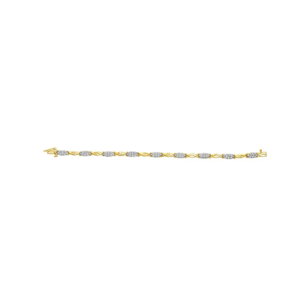 10k Yellow Gold 1.00 Cttw Round-cut Diamond Spiral Link 7’’ Bracelet (h-i Color I2-i3 Clarity) - Fine Jewelry us Direct