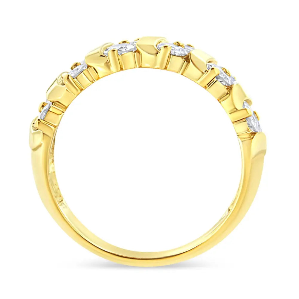 10k Yellow Gold 1.00 Cttw s Link Two Row Diamond Band Ring (k-l Color I1-i2 Clarity) - Fine Jewelry us Direct