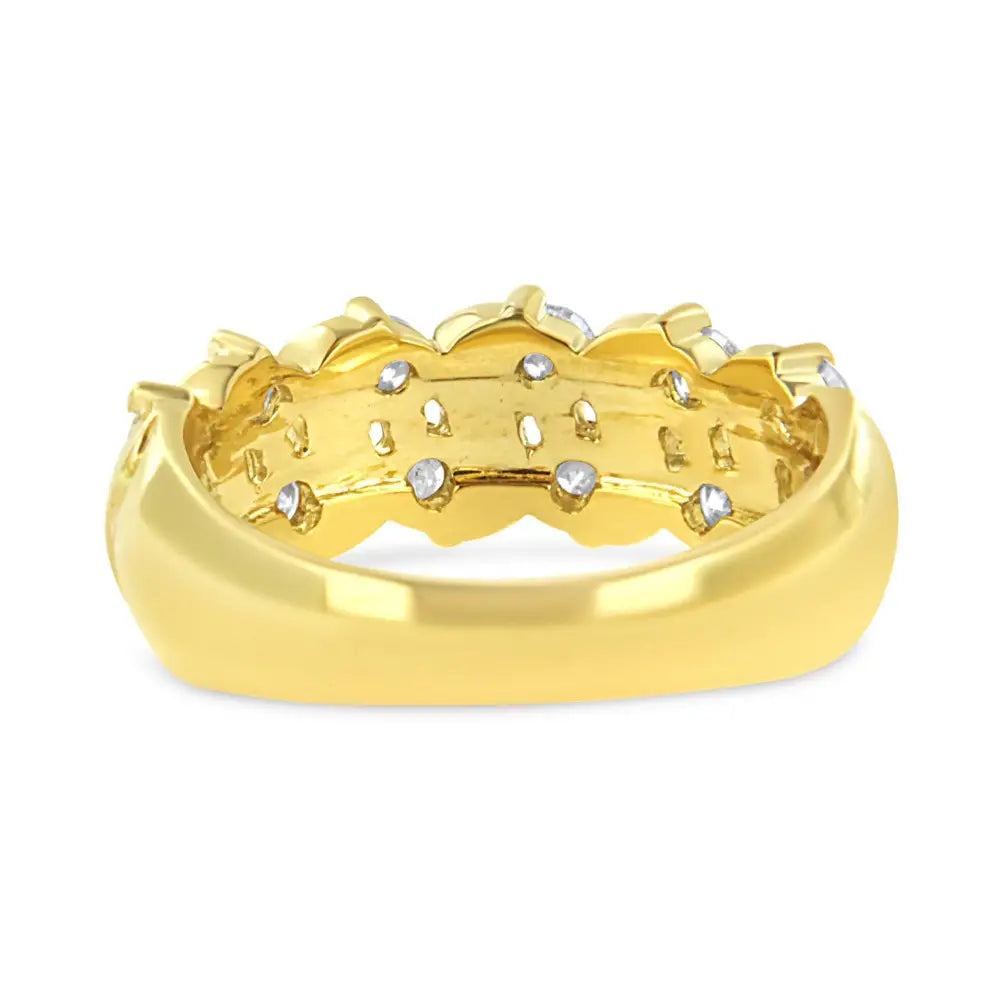 10k Yellow Gold 1.00 Cttw s Link Two Row Diamond Band Ring (k-l Color I1-i2 Clarity) - Fine Jewelry us Direct