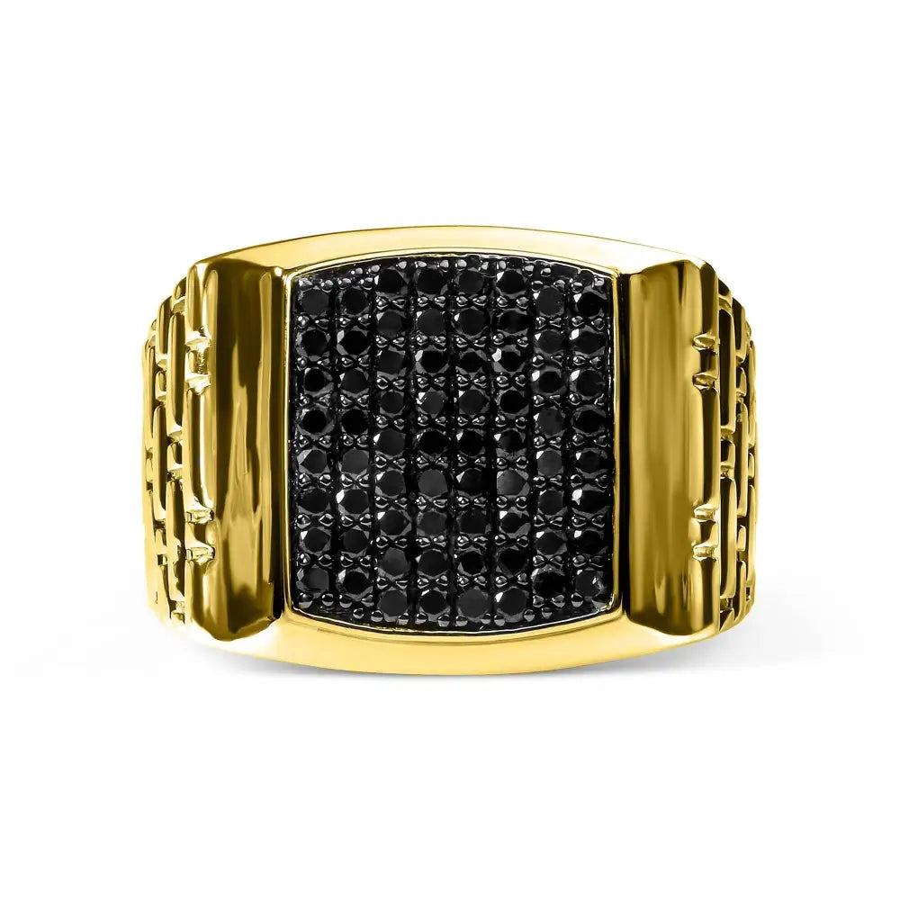 10k Yellow Gold 1 1/4 Cttw Black Diamond Cluster Gent’s Band Ring (treated Color I2-i3 Clarity) - Fine Jewelry us Direct