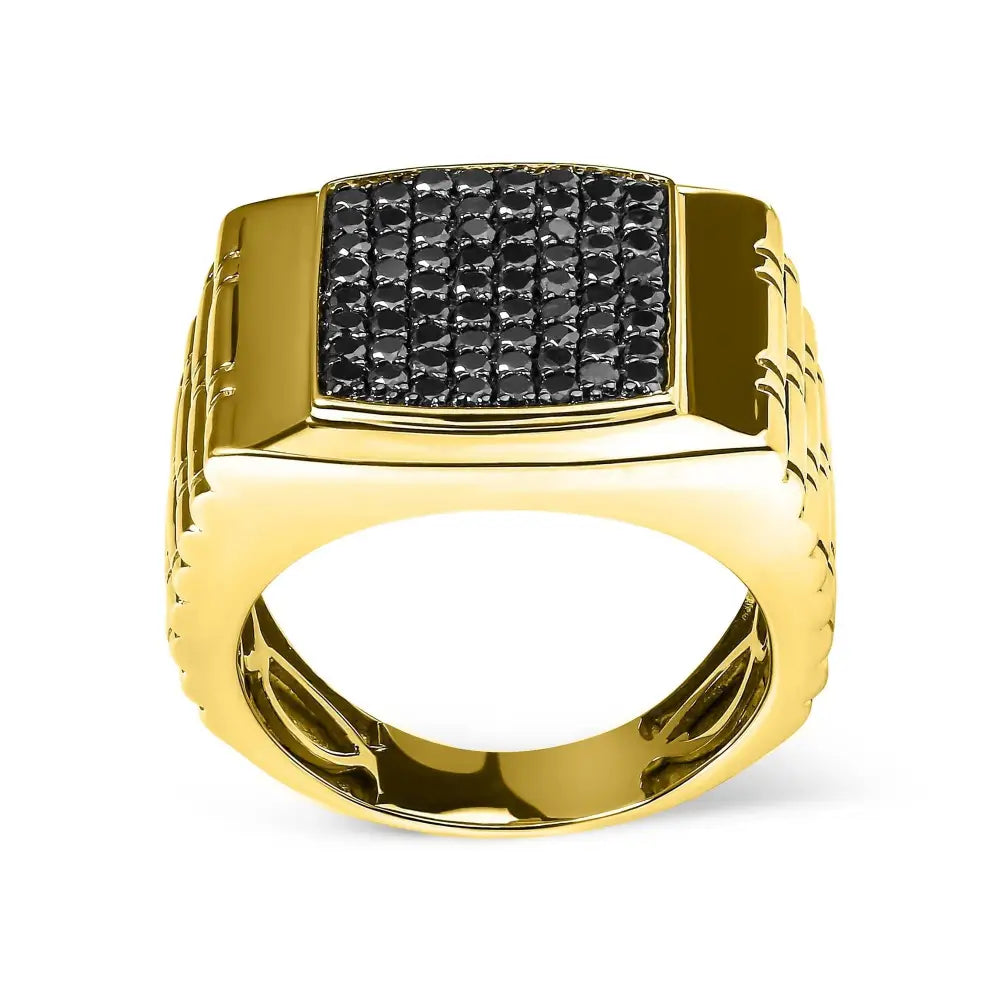 10k Yellow Gold 1 1/4 Cttw Black Diamond Cluster Gent’s Band Ring (treated Color I2-i3 Clarity) - Fine Jewelry us Direct