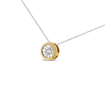 10k Yellow Gold 1/10 Cttw Bezel Solitaire Round-cut Diamond 18’’ Pendant Necklace (j-k Color I2-i3 Clarity) - Fine