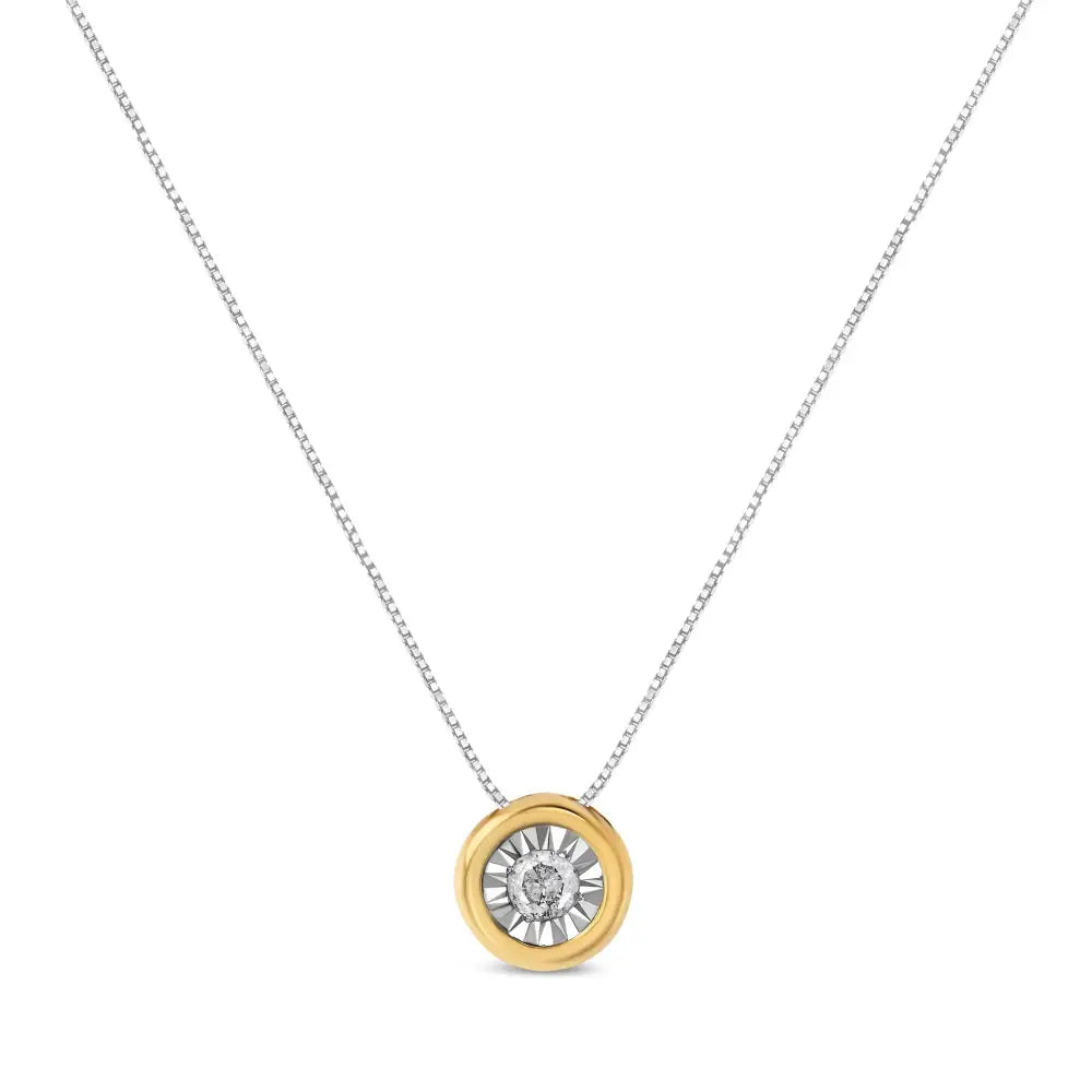 10k Yellow Gold 1/10 Cttw Bezel Solitaire Round-cut Diamond 18’’ Pendant Necklace (j-k Color I2-i3 Clarity) - Fine