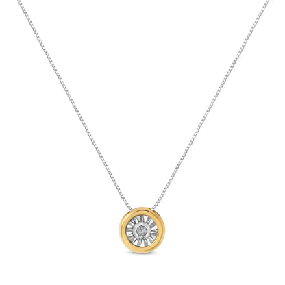 10k Yellow Gold 1/10 Cttw Bezel Solitaire Round-cut Diamond 18’’ Pendant Necklace (j-k Color I2-i3 Clarity) - Fine