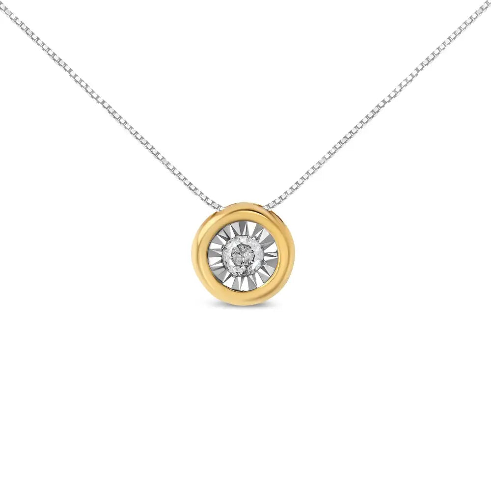 10k Yellow Gold 1/10 Cttw Bezel Solitaire Round-cut Diamond 18’’ Pendant Necklace (j-k Color I2-i3 Clarity) - Fine