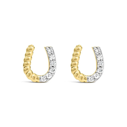 10k Yellow Gold 1/10 Cttw Braided Horseshoe Stud Earrings (h-i Color Si1-si2 Clarity) - Fine Jewelry us Direct