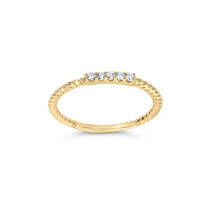 10k Yellow Gold 1/10 Cttw Diamond 5 Stone Braided Shank Band Ring (i-j Color I2-i3 Clarity) - Fine Jewelry us Direct