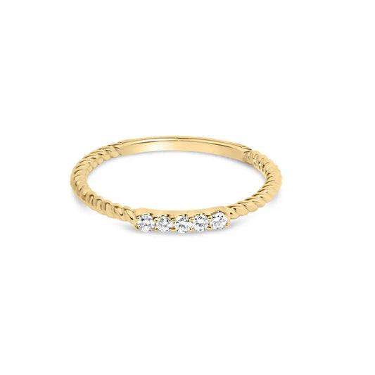 10k Yellow Gold 1/10 Cttw Diamond 5 Stone Braided Shank Band Ring (i-j Color I2-i3 Clarity) - Fine Jewelry us Direct