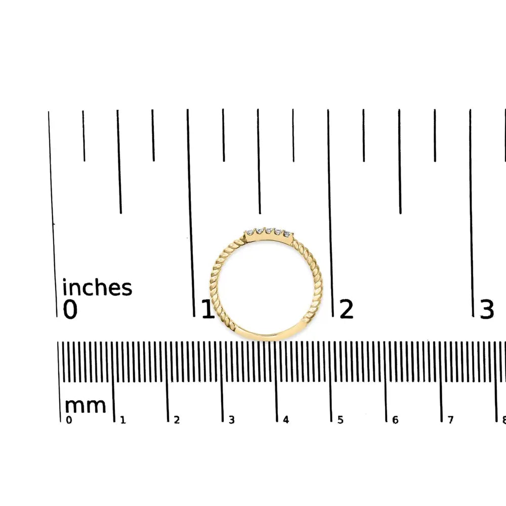 10k Yellow Gold 1/10 Cttw Diamond 5 Stone Braided Shank Band Ring (i-j Color I2-i3 Clarity) - Fine Jewelry us Direct