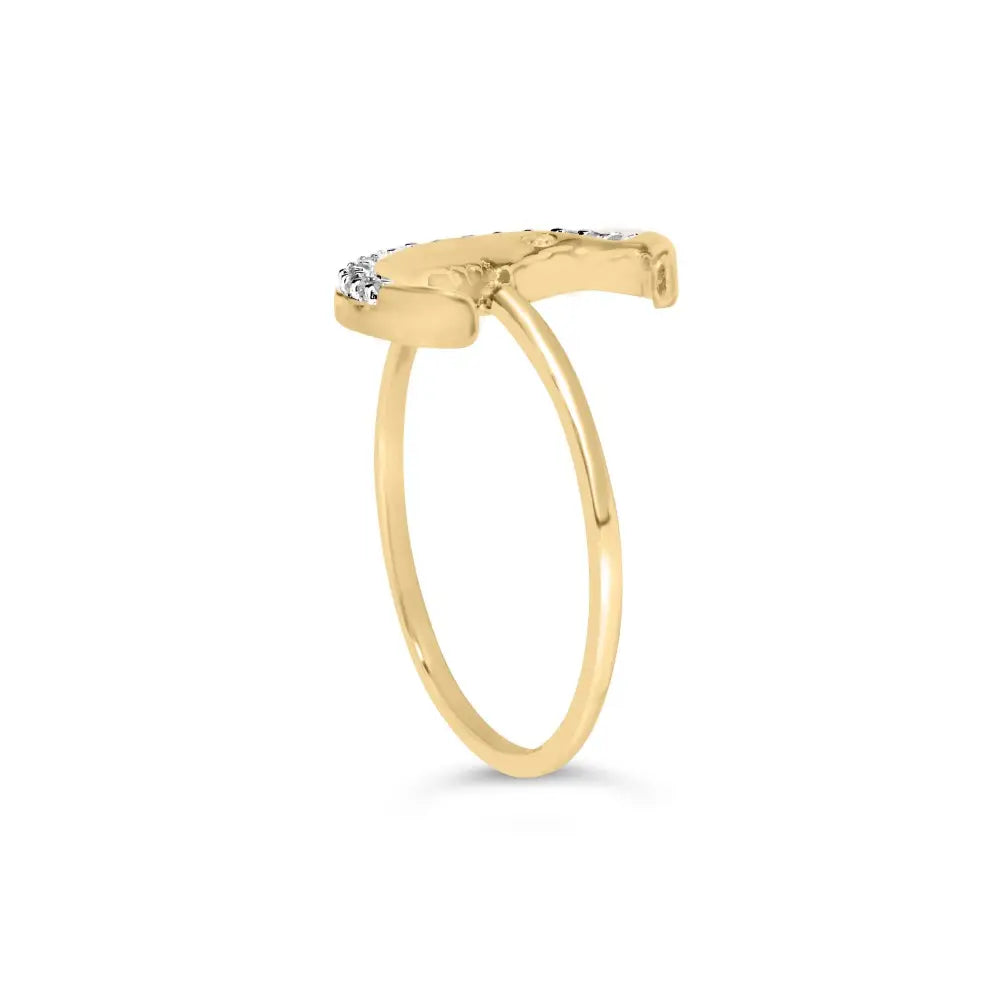 10k Yellow Gold 1/10 Cttw Diamond Crescent Moon Ring (i-j Color I1-i2 Clarity) - Fine Jewelry us Direct