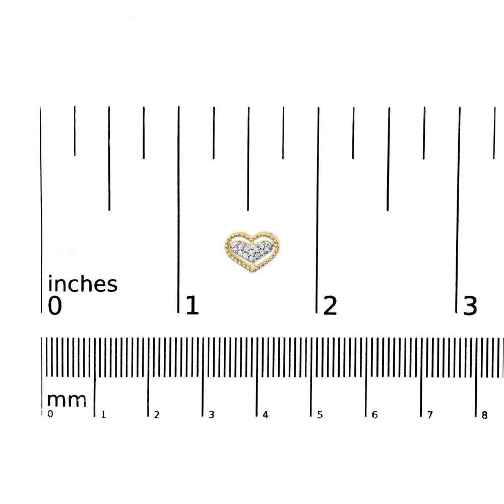 10k Yellow Gold 1/10 Cttw Diamond Heart and Beaded Halo Stud Earrings (i-j Color I1-i2 Clarity) - Fine Jewelry us Direct