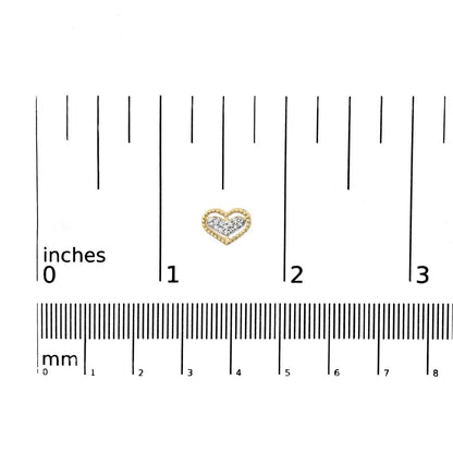 10k Yellow Gold 1/10 Cttw Diamond Heart and Beaded Halo Stud Earrings (i-j Color I1-i2 Clarity) - Fine Jewelry us Direct