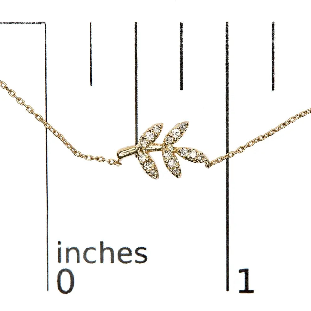 10k Yellow Gold 1/10 Cttw Diamond Leaf and Branch 18’’ Pendant Necklace (h-i Color I1-i2 Clarity) - Fine Jewelry