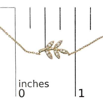 10k Yellow Gold 1/10 Cttw Diamond Leaf and Branch 18’’ Pendant Necklace (h-i Color I1-i2 Clarity) - Fine Jewelry