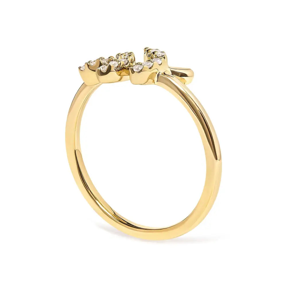 10k Yellow Gold 1/10 Cttw Diamond Leaf and Branch Ring (h-i Color I1-i2 Clarity) - Fine Jewelry us Direct