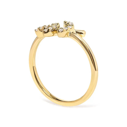 10k Yellow Gold 1/10 Cttw Diamond Leaf and Branch Ring (h-i Color I1-i2 Clarity) - Fine Jewelry us Direct