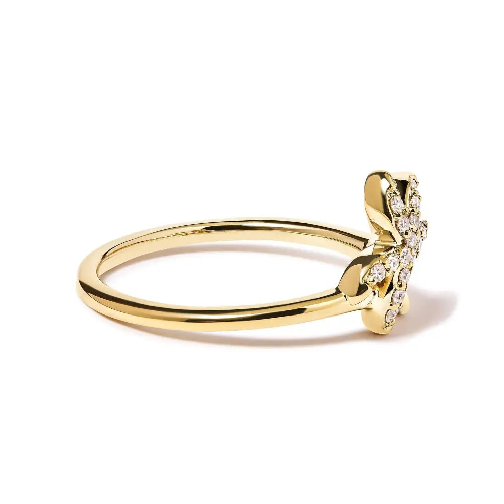 10k Yellow Gold 1/10 Cttw Diamond Palm Tree Statement Ring (h-i Color I1-i2 Clarity) - Fine Jewelry us Direct