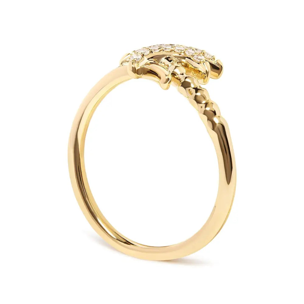 10k Yellow Gold 1/10 Cttw Diamond Palm Tree Statement Ring (h-i Color I1-i2 Clarity) - Fine Jewelry us Direct