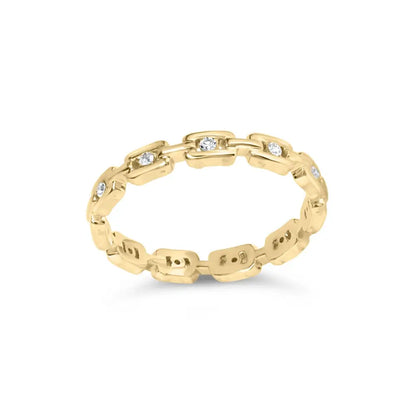 10k Yellow Gold 1/10 Cttw Paperclip Style Link Band Ring (h-i Color I1-i2 Clarity) - Fine Jewelry us Direct