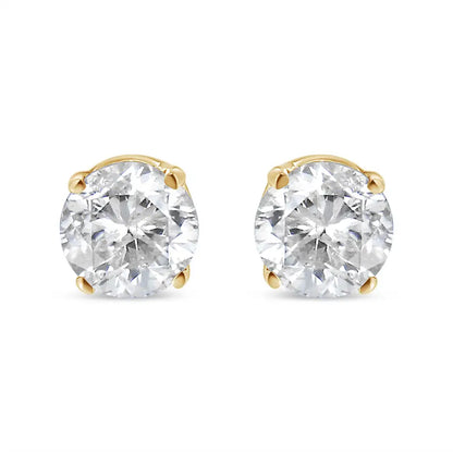 10k Yellow Gold 1/10 Cttw Round Brilliant-cut Diamond Classic 4-prong Stud Earrings (k-l Color I1-i2 Clarity) - Fine