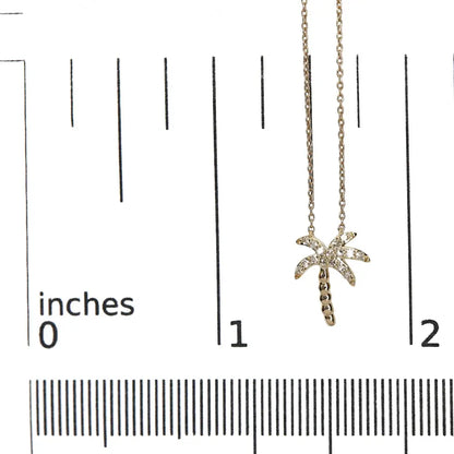 10k Yellow Gold 1/10 Cttw Round Diamond Palm Tree 18’’ Inch Pendant Necklace (h-i Color I1-i2 Clarity) - Fine