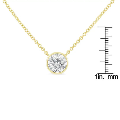 10k Yellow Gold 1/2 Carat Round Brilliant-cut Diamond Modern Bezel-set Solitaire 16’’-18’’ Pendant Necklace