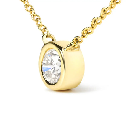 10k Yellow Gold 1/2 Carat Round Brilliant-cut Diamond Modern Bezel-set Solitaire 16’’-18’’ Pendant Necklace