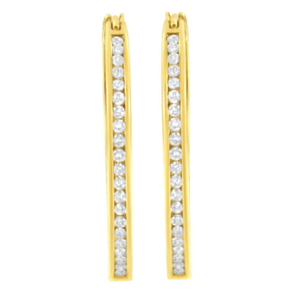 10k Yellow Gold 1/2 Cttw Channel Set Diamond Hoop Earrings (i-j Clarity I1-i2 Color) - Fine Jewelry us Direct