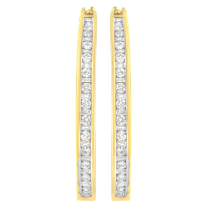 10k Yellow Gold 1/2 Cttw Channel Set Hoop Earrings (h-i Clarity Si2-i1 Color) - Fine Jewelry us Direct