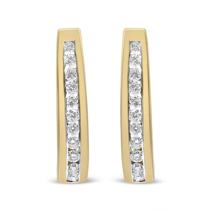 10k Yellow Gold 1/2 Cttw Channel Set Lab Grown Round Diamond J-hoop Earrings (g-h Color I1-i2 Clarity) - Fine Jewelry