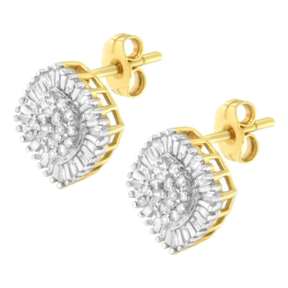 10k Yellow Gold 1/2 Cttw Diamond Cluster Cocktail Stud Earrings (i-j I1-i2) - Fine Jewelry us Direct