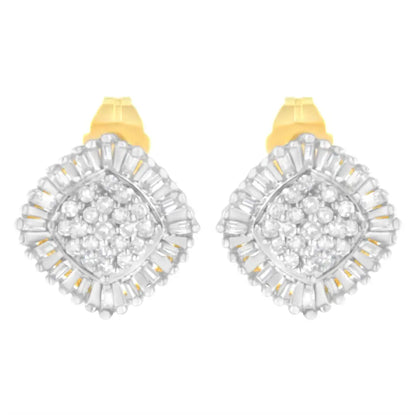 10k Yellow Gold 1/2 Cttw Diamond Cluster Cocktail Stud Earrings (i-j I1-i2) - Fine Jewelry us Direct