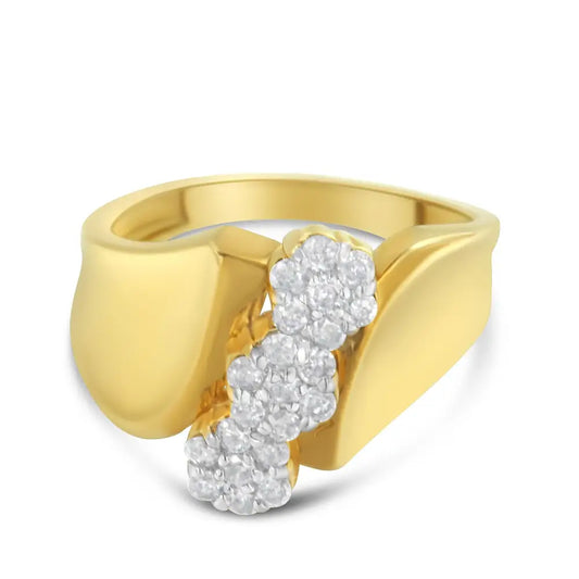 10k Yellow Gold 1/2 Cttw Diamond Cluster Ring (h-i Color I3 Clarity) - Fine Jewelry us Direct